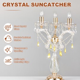 50-Pack Crystal Icicle Prisms, 34mm/1.34 Inch Chandelier Pendant Maker Hanging Crystals Chandelier Prisms for Home/Windows/Garden/DIY Decoration[Golden Yellow]