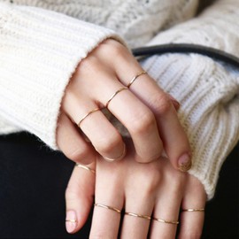 Bestyle Stackable Gold Rings Set for Women , Polisded 18K Gold Plated Size 6 Band Layered Rings Comfort Fit Finger Rings Gift on Birthday/Anniversary/School Days/Mother's Day/Valentine's Day/New Year/Christmas