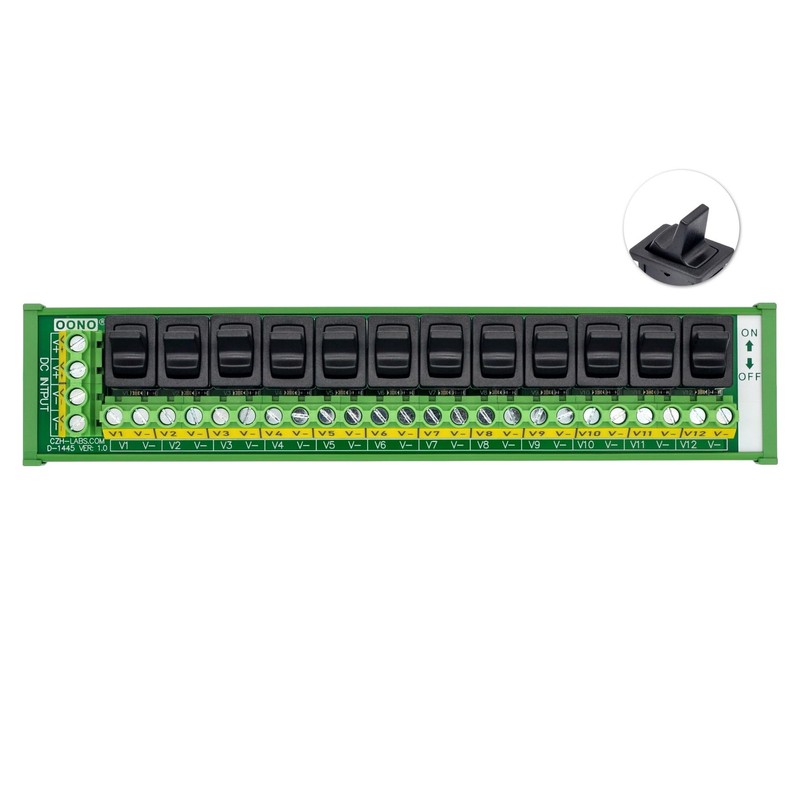 DIN Rail Mount 12 Channel Paddle Switch DC Power Distribution