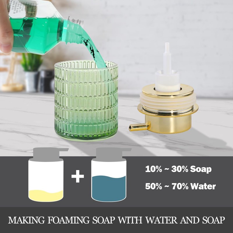 Tonxus Green Foaming Soap Dispenser, Glass Foam Hand Soap Dispenser