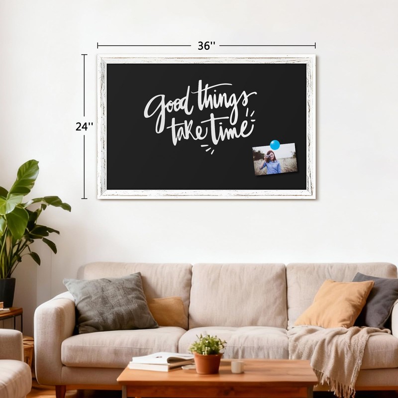 Chalk Board 36x24 Rustic Wood Framed Magnetic Blackboard for Wall