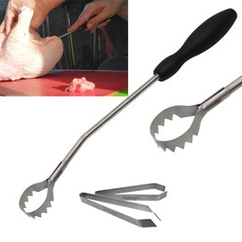 CNQLIS Lung Remover Tool for Easy Evisceration of Poultry Lungs Comes with Two Plucking Clips Suitable for Eviscerating Chicken and Ducks Rubber Handle Easy Clean Materials