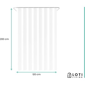 Loti Living Anti-Mould Shower Curtain - 120 x 200 cm - Waterproof - Transparent PEVA - Includes Rings - Shower Curtains - Shower Curtain Anti Mould - Shower Curtain Bath
