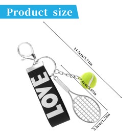 Tennis Keychain, Color Mini Tennis Racket with Ball Keychain Key Ring Mini Cute Tennis Racket Ball Keychain Perfect Gifts Mini Metal Tennis Keychains Baseball Keychain for Women Men Girls Boys Gifts