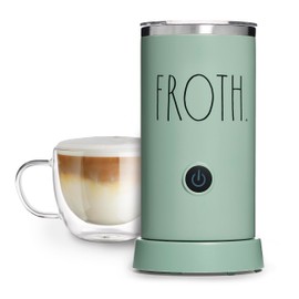 Rae Dunn Electric Milk Frother Steamer -Stylish Automatic Milk Steamer and Frother, Milk Warmer, Hot and Cold Foam Maker for Coffee, Latte, Cappuccino, Macchiato - 550 Watt (Sage)