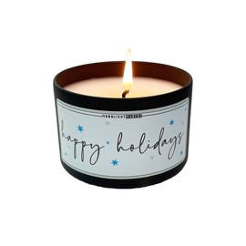 Moonlight Makers Happy Holidays, Holiday Magic Scented Handmade Candle, Natural Soy Wax Candle, 25+ Hour Burn Time, 8oz Tin