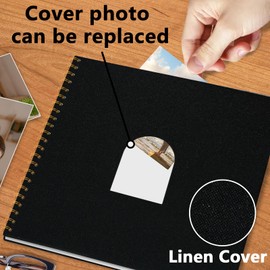 Vienrose 12X12 Inch DIY Scrapbook Album Linen Arch Window Photo Album 80 Blank Pages Scrap Book Photo Albums for Wedding Baby Shower, Black