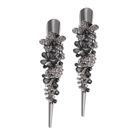 Baluue Vintage Rhinestone Metal Horn Clip Barrette for Ladies Duckbill Hair Clip Crystal Hairpin 2pcs