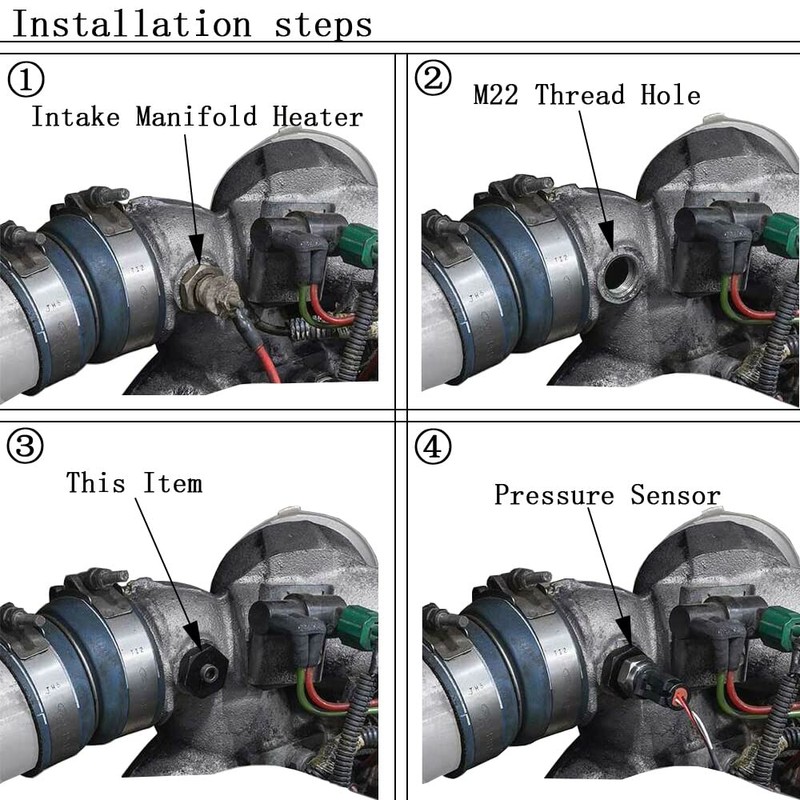 kweiny Intake Manifold Plug Sensor Thread Adapter for Ford 7.3L