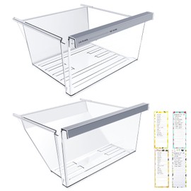 [2 Pack] UPGRADED W11162443 Refrigerator Crisper Drawer Humidity Control Drawer & W11162446 Refrigerator Deli Drawer Compatible with Whirlpool Fridge Drawer Parts WRS325SDHZ WRS555SIHZ03 Shelf Drawer