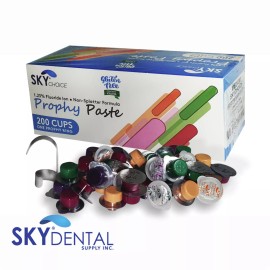 Sky Choice Dental Prophy Paste 200 cups Prophylaxis Non Splatter formula Med Grit Raspberry