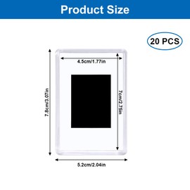 Jinsion Pack of 20 Mini Polaroid Magnetic Picture Frames, 4.5 x 7 cm Magnetic Picture Frame, Mini Picture Frame, Photo Magnets Acrylic Magnetic Picture Frame, Transparent Magnetic Frame Set, Fridge