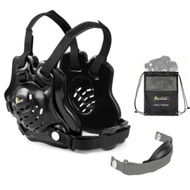 BLISSTAO Wrestling Headgear BJJ Ear Guard for Youth & Adult – 2-in-1 Interchangeable Chin Cup & Pad - Includes Ventilated Mesh Gear Bag. (Black)