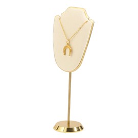 CHGCRAFT Necklace Display Stand Velvet Jewelry Holder with Golden Tone Base Necklace Display Stand for Vendors, White