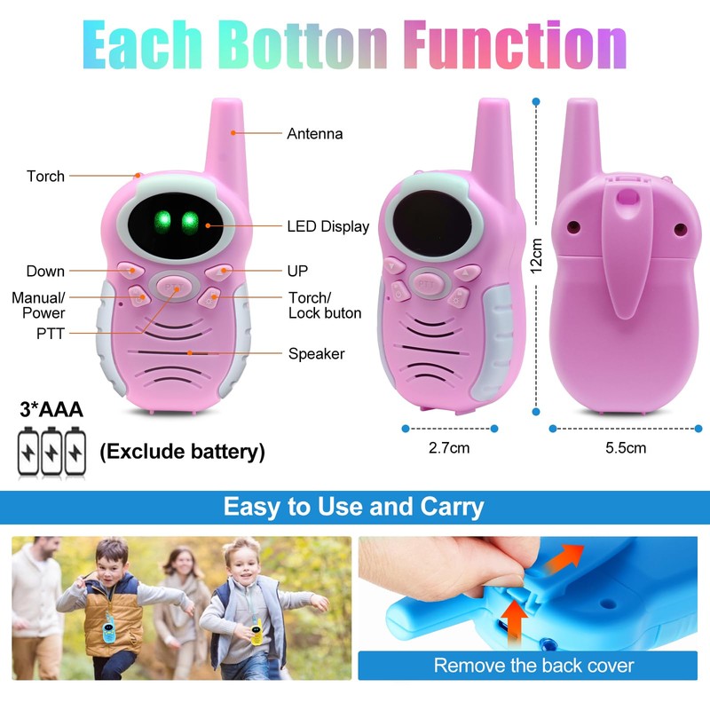 linzezon Walkie Talkies 3 Pack, Long Range 3 Channel with