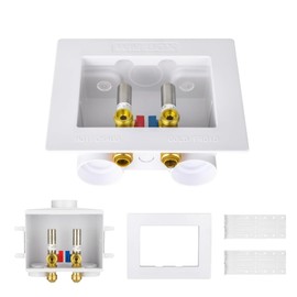 1-Pack GUOFIS Washing Machine Outlet Box,1/2 Inch Push-fit Inlet x 3/4 Inch MHT Outlet, Laundry Washer Box with Stainless Steel Water Hammer Arrestor (Double Drain)