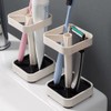 Toothbrush Holder with Cup/Cover Contains 3 Slots, Compatible with Conventional