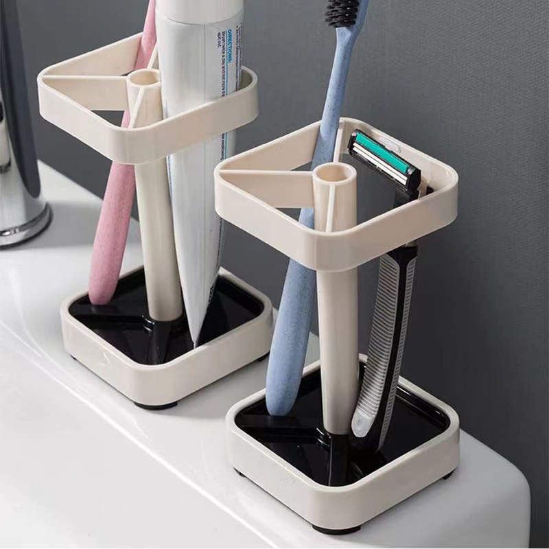Toothbrush Holder with Cup/Cover Contains 3 Slots, Compatible with Conventional
