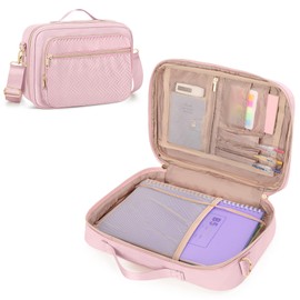 Prokva Journal Cover Bag, Journaling Supplies Storage Bag Carrying Case, Travel Organizer Holder for A5 B5 Planner and Notebook, Pink