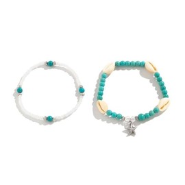 Accessories Beach Rhinestone Set personality gravel anklet tassel vintage rice bead shell foot decorated with colored bead anklet (style1)