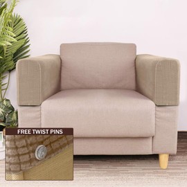 HUIBOHOU Armrest Chair Covers, 4pcs Stretch Armchair Covers for Arms Spandex Polyester Sofa Arm Caps Anti-Slip Arm rest Covers for Chairs Furniture Protector Armchairs Sofa Couches Recliner (Sandy)