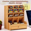 Wooden Desk Organizer with Drawers, Multi-Functional DIY Pen Holder Box,