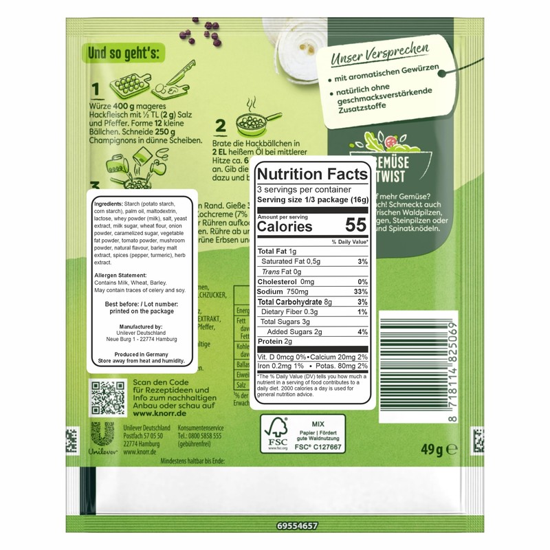 Knorr Fix swedisch meatballs (Schwedische Hackbällchen Köttbullar) (Pack of 4)