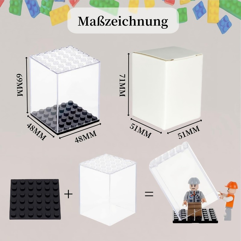 Pack of 12 Mini Figure Display Cabinets, Acrylic Display Case