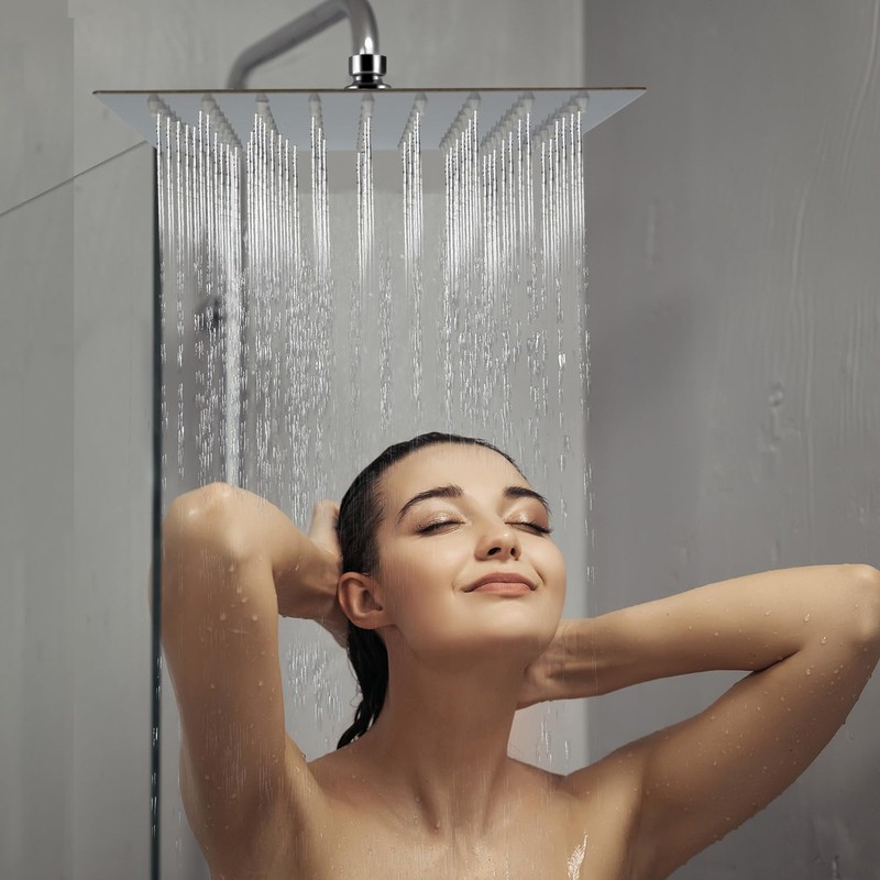 ILIKEPOW Rain Shower Head 8 inch Square Large Rainfall Overhead