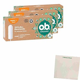 OB Organic Super Tampon Pack of 3 (3 x 16 Pieces) + usy Block