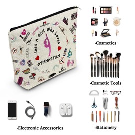 YULUENZE Gymnastics Gifts Large Capacity Gymnastics Makeup Bag Travel Toiletry Cosmetic Bag with Zipper Birthday Gifts for Women Gymnastics Lovers Fans Gymnasts