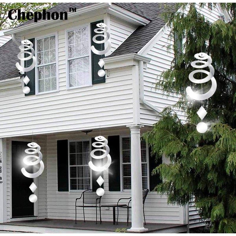 Chephon Bird Repellent Spiral Reflectors with Reflective Scare Discs -