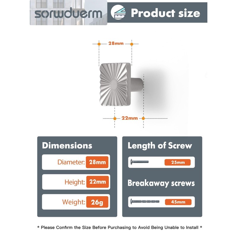 SORWDUERM 5 Pack Brushed Nickel Knobs Square Drawer Pulls Bathroom