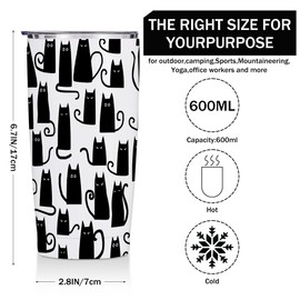 Jztco Cat Gifts for Women 20 oz Tumbler, Cute Cats Stainless Steel Insulated Water Bottle, Cats Themed Insulated Travel Coffee Mugs, Cat Lover Gifts for Women Girls Mom Christmas Birthday Present-1