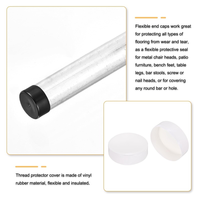 sourcing map 2pcs Rubber End Caps 150mm(6 Inch) ID Vinyl