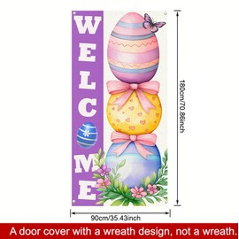 BlissYar Spring Easter Eggs Welcome Door Cover Decoration Easter Eggs Backdrop Door Banner Background Easter Spring Porch Door Decorations Easter Front Door Cover 71 x 35 Inch Decor Party Supplies
