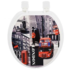 Uniware Unique Design Standard 17 Inch Toilet Seats with Grip-Tight Bumper Round-front (London Red Bus)