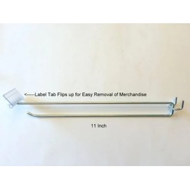 Trion Brand (20 Pack) 11 MEGA Flip Scan Metal Peg Hooks w/Label Holder 3/16" & 1/4" Pegboard