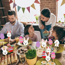 MARFOREVER 150 Pieces Easter Cocktail Picks for Appetizers, Easter Egg Bunny Cocktail Picks, Easter Food Sticks for Cakes, Desserts, Fruits, Easter Party Decorations