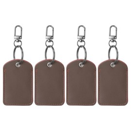 PATIKIL Leather Key Fob, 4 Pack Genuine Leather Key Fobs with Key Rings DIY Keychain Holder for Home Office Keys ID Key Cards Air Tags, Brown