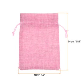 HARFINGTON 25Pcs Burlap Gift Bags with Drawstring 4" x 5.5" Linen Sacks Jewelry Gift Pouches for Wedding Birthday Party Christmas Favors DIY Craft, Pink