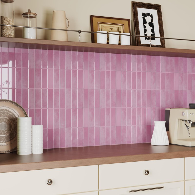 VaryPaper Pink Peel and Stick Backsplash for Kitchen 10 Sheets