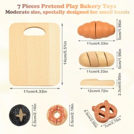 Coriver Holz Spielfutter für Küche, Holz Brot und Gebäck Spielset, Kinder Backset, Pretend Play Schneiden Essen, Rollenspiel Küchenzubehör, Picknick Spielzeug für 3 Jahre alte Jungen Mädchen
