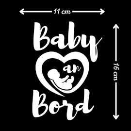Baby on Board Sticker Car, Baby on Board Car Sticker, Baby Car Sticker 16 x 11 cm, Weatherproof and UV-Resistant Sticker Car, Sticker Baby and Car Baby for Safe Drives with Your Child