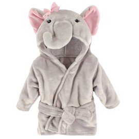 Hudson Baby Hudson Baby Unisex Baby Plush Animal Face Bathrobe, Pretty Elephant, 0-9 Months