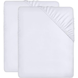 Utopia Bedding Fitted Sheet Single (2 Pack), White - Deep Pocket 14 inch (35 cm) - Easy Care - Soft Brushed Microfibre Fabric - Shrinkage and Fade Resistant - Bottom Sheet