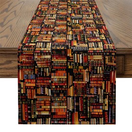 Feelyou Kids Books Table Runner, 13"x 71" Vintage Library Table Runners for Table Dresser Runner Bookshelf for Dinning Kitchen Party Holidays Home Decoration