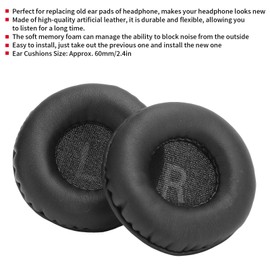 Replacement Headset Foam Ear Pads L/R Lettering, 60MM Universal Headphone Ear Cushionswith Foam+Artificial Leather Headphone Earpads