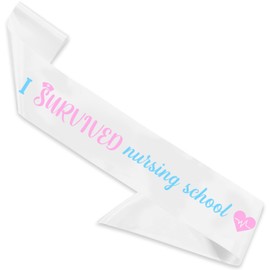I Survived Nursing School Sash, Pink and Blue Senior Class of 2025 Sash, Nurse Day Graduation Sash, Nursing School Graduation Sash for Women, Nurse Rn Bsr Graduation Gift, Nurse Party Decor
