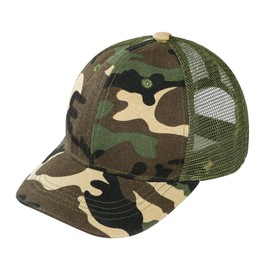 XGOPTS Children Camo Baseball Cap, Kids Camouflage Mesh Sun Hat Summer UV Protection Visor Hat for Outdoor Sports Football Travel Beach Boys Girls 5-10 Years Old (Green)